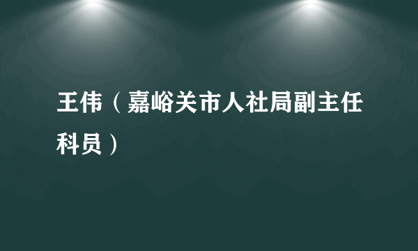 王伟（嘉峪关市人社局副主任科员）