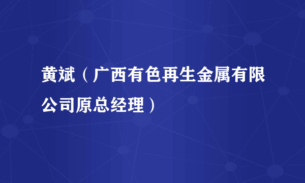 黄斌（广西有色再生金属有限公司原总经理）