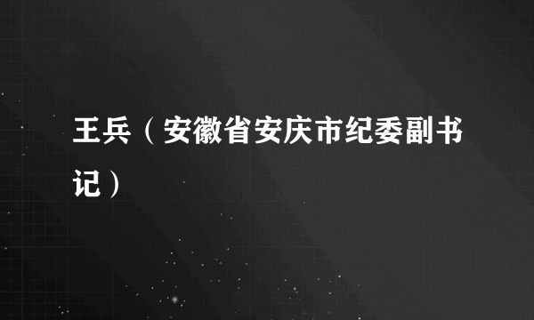 什么是王兵（安徽省安庆市纪委副书记）