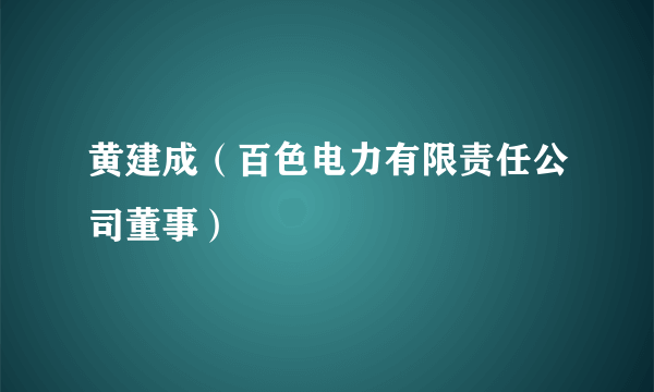 黄建成（百色电力有限责任公司董事）