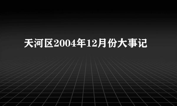 天河区2004年12月份大事记