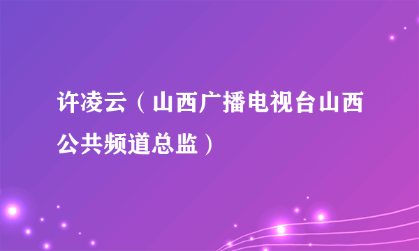 许凌云（山西广播电视台山西公共频道总监）