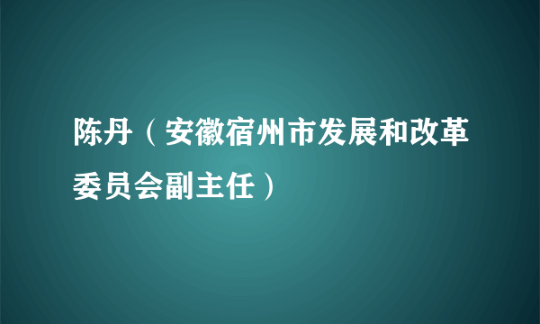 陈丹（安徽宿州市发展和改革委员会副主任）