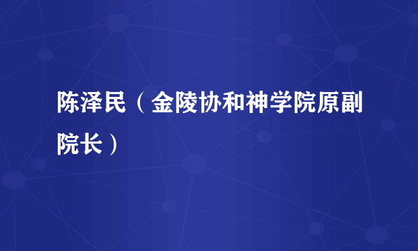 什么是陈泽民（金陵协和神学院原副院长）