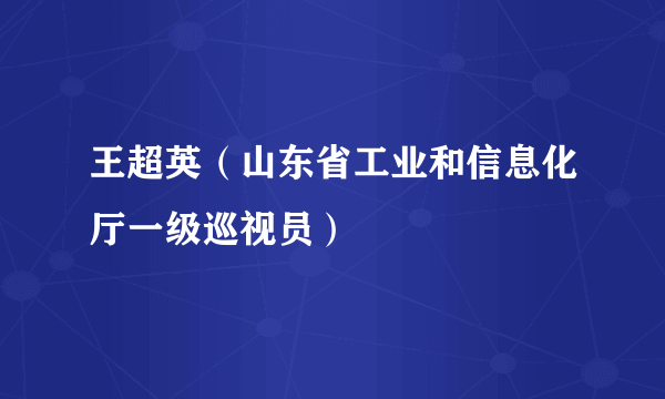 王超英（山东省工业和信息化厅一级巡视员）