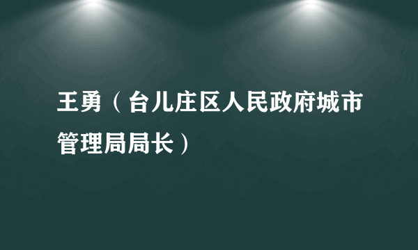 什么是王勇（台儿庄区人民政府城市管理局局长）