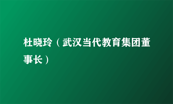 杜晓玲（武汉当代教育集团董事长）