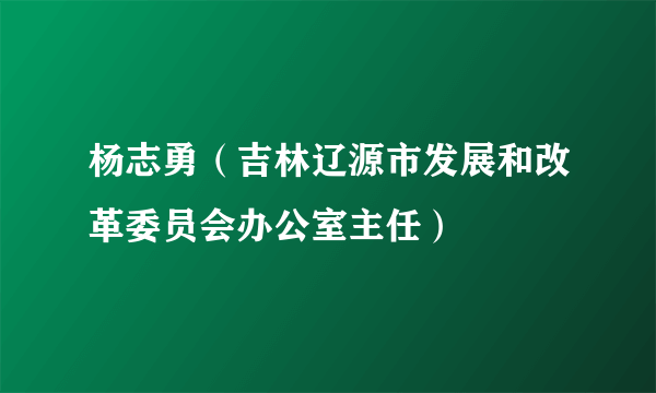 什么是杨志勇（吉林辽源市发展和改革委员会办公室主任）