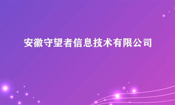 安徽守望者信息技术有限公司