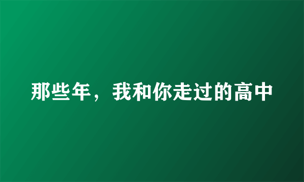 什么是那些年，我和你走过的高中