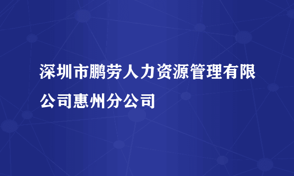 深圳市鹏劳人力资源管理有限公司惠州分公司