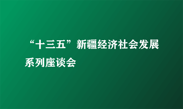 什么是“十三五”新疆经济社会发展系列座谈会