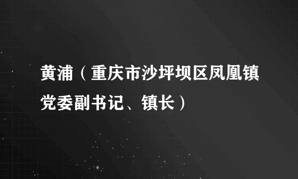 黄浦（重庆市沙坪坝区凤凰镇党委副书记、镇长）