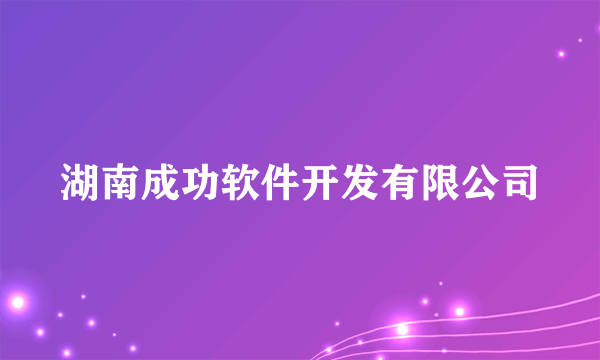 什么是湖南成功软件开发有限公司