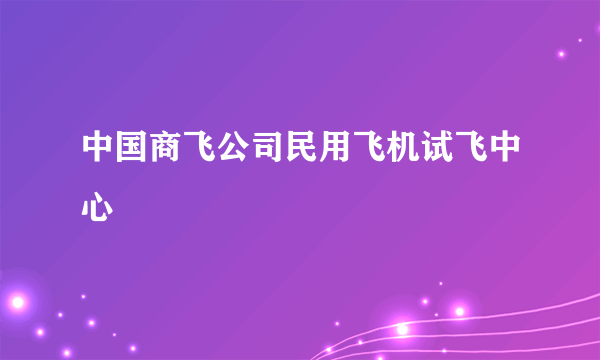 什么是中国商飞公司民用飞机试飞中心