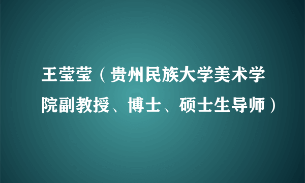 王莹莹（贵州民族大学美术学院副教授、博士、硕士生导师）