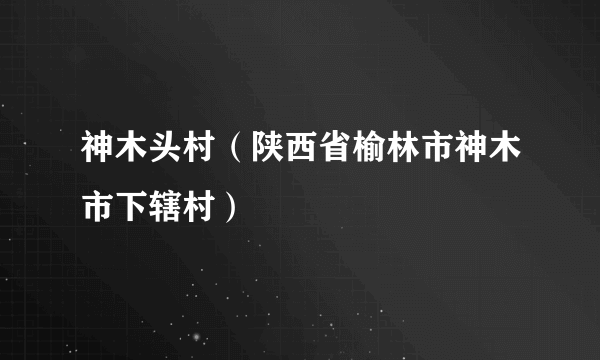 什么是神木头村（陕西省榆林市神木市下辖村）