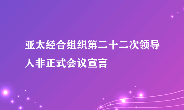 亚太经合组织第二十二次领导人非正式会议宣言