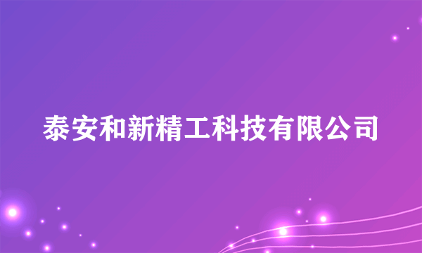 泰安和新精工科技有限公司