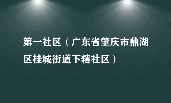 第一社区（广东省肇庆市鼎湖区桂城街道下辖社区）