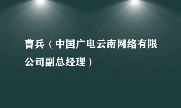 曹兵（中国广电云南网络有限公司副总经理）