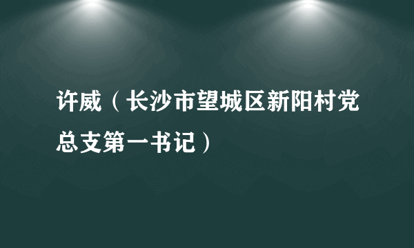 许威（长沙市望城区新阳村党总支第一书记）