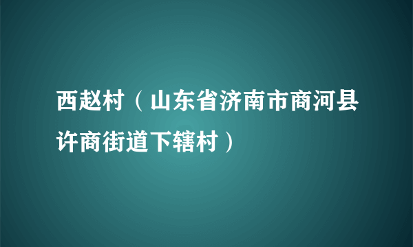 什么是西赵村（山东省济南市商河县许商街道下辖村）