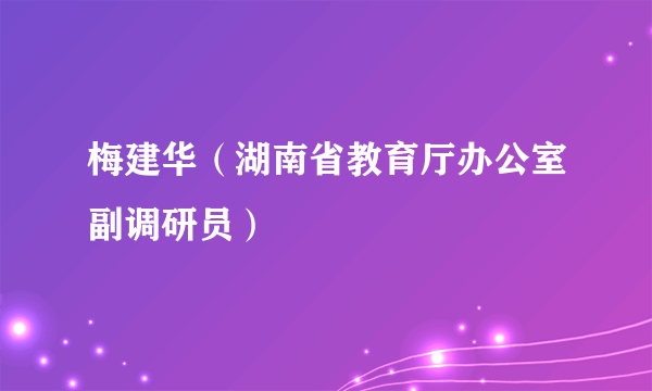 什么是梅建华（湖南省教育厅办公室副调研员）