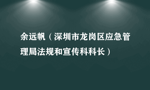 余远帆（深圳市龙岗区应急管理局法规和宣传科科长）