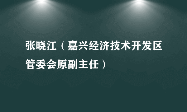 什么是张晓江（嘉兴经济技术开发区管委会原副主任）