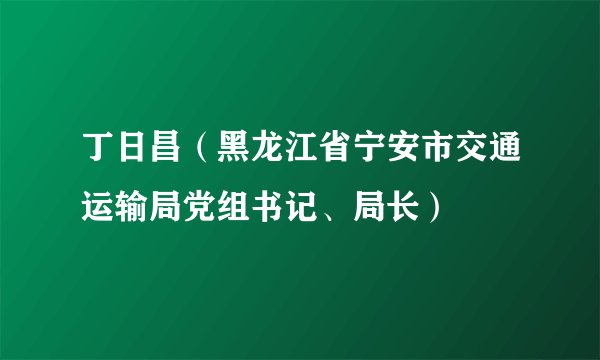 丁日昌（黑龙江省宁安市交通运输局党组书记、局长）