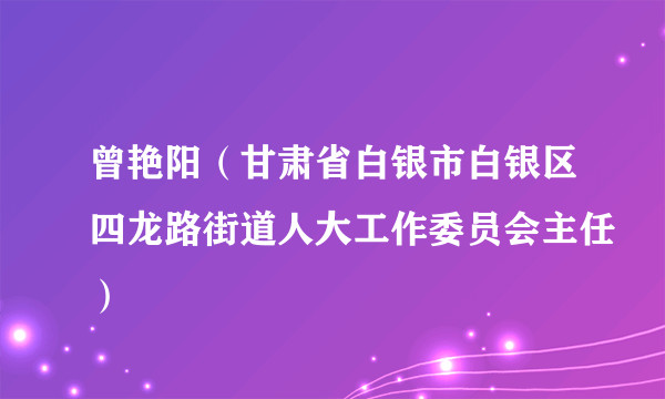 曾艳阳（甘肃省白银市白银区四龙路街道人大工作委员会主任）