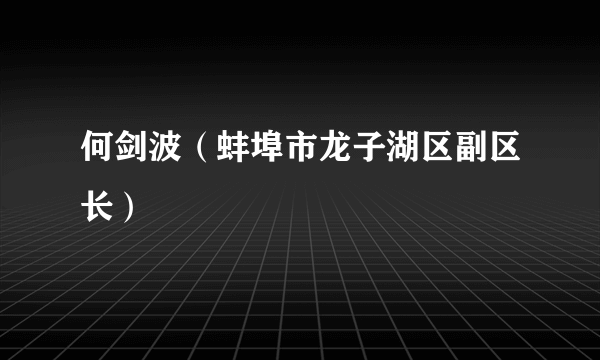 何剑波（蚌埠市龙子湖区副区长）