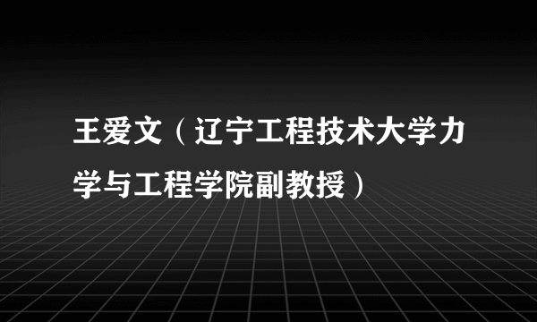 王爱文（辽宁工程技术大学力学与工程学院副教授）