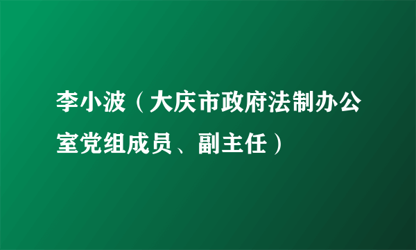 李小波（大庆市政府法制办公室党组成员、副主任）