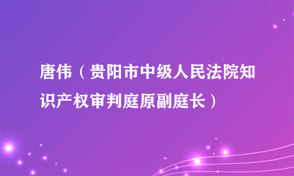 什么是唐伟（贵阳市中级人民法院知识产权审判庭原副庭长）