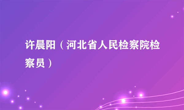 许晨阳（河北省人民检察院检察员）