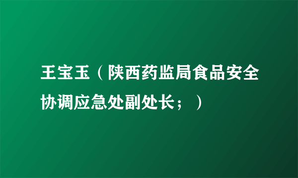 王宝玉（陕西药监局食品安全协调应急处副处长；）