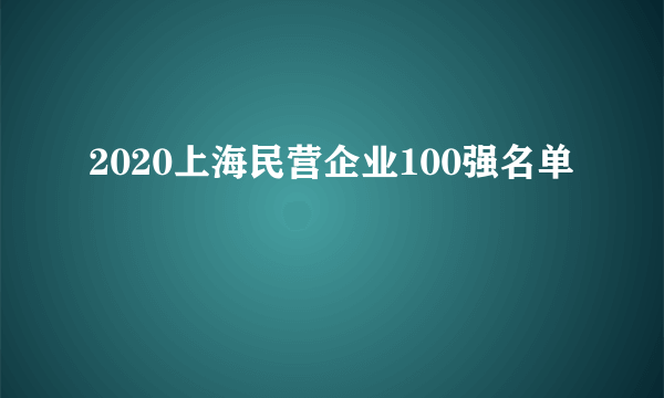 2020上海民营企业100强名单