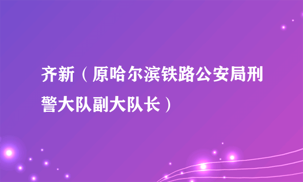 齐新（原哈尔滨铁路公安局刑警大队副大队长）