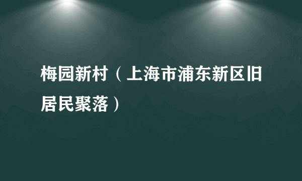 梅园新村（上海市浦东新区旧居民聚落）