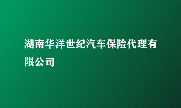 湖南华洋世纪汽车保险代理有限公司