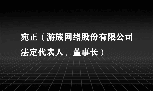 宛正（游族网络股份有限公司法定代表人、董事长）