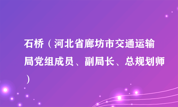 石桥（河北省廊坊市交通运输局党组成员、副局长、总规划师）