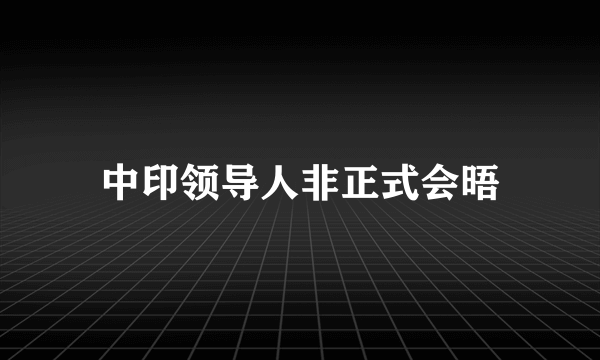 什么是中印领导人非正式会晤