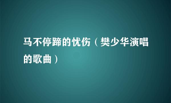 马不停蹄的忧伤（樊少华演唱的歌曲）