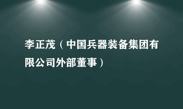 李正茂（中国兵器装备集团有限公司外部董事）