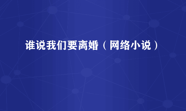 什么是谁说我们要离婚（网络小说）