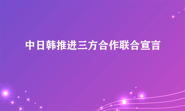 中日韩推进三方合作联合宣言