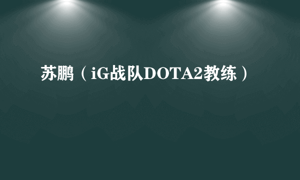 苏鹏（iG战队DOTA2教练）